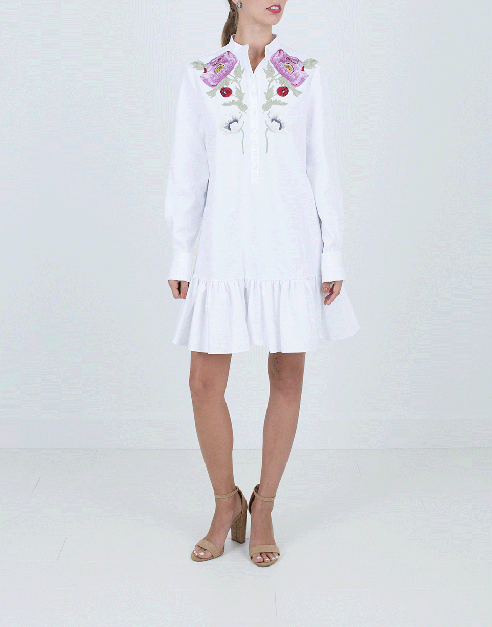 Embroidered Mini Pique Shirt Dress CLOTHINGDRESSCASUAL ALEXANDER MCQUEEN   