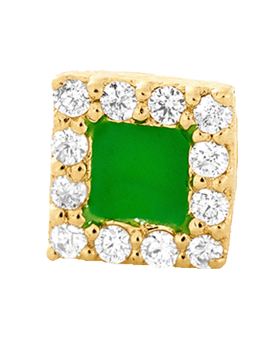 ALISON LOU-Green Enamel And Diamond Stud-YELLOW GOLD