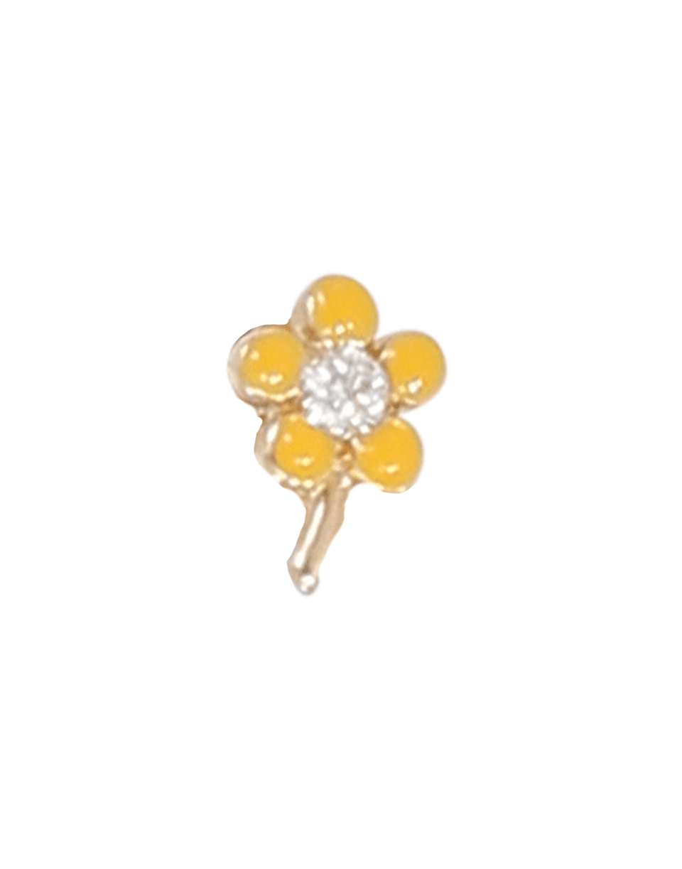 ALISON LOU-Tiny Flower Stud-YELLOW GOLD