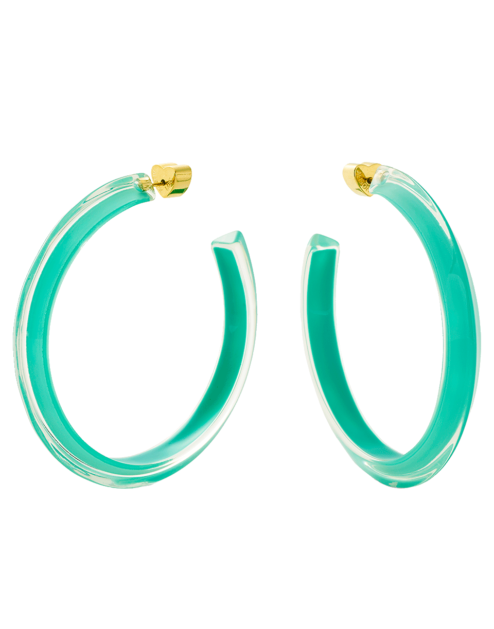 ALISON LOU-Turquoise Lucite Jelly Hoop Earrings-YELLOW GOLD