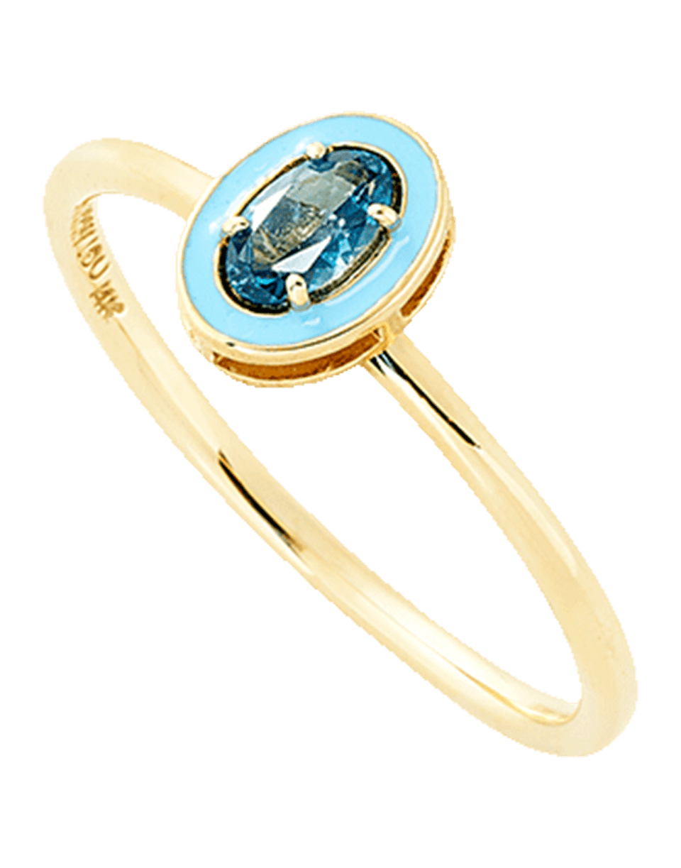 ALISON LOU-Blue Topaz And Enamel Ring-YELLOW GOLD