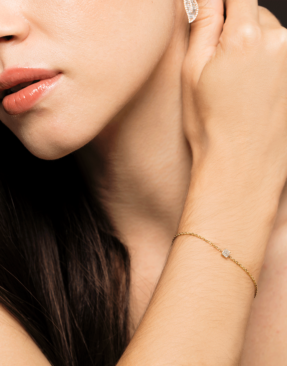 ANITA KO-Asscher Diamond Chain Bracelet-YELLOW GOLD