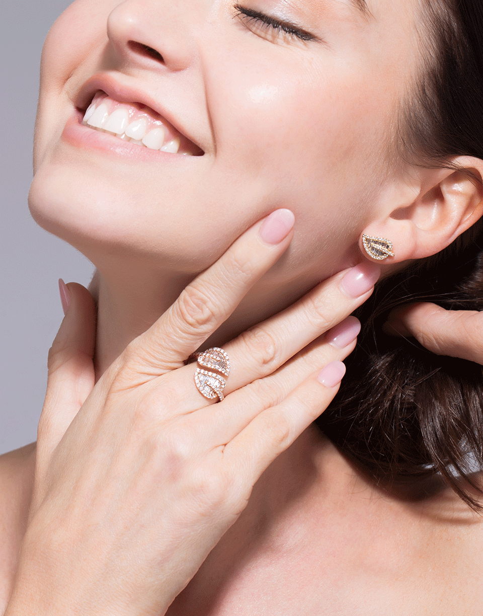 ANITA KO-Diamond Leaf Stud Earrings-YELLOW GOLD