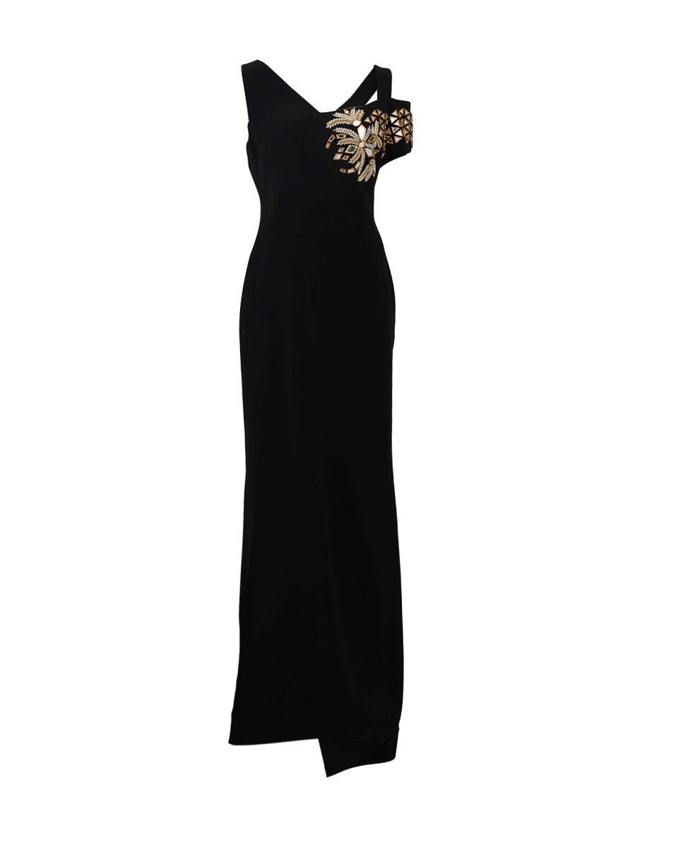 ANTONIO BERARDI-Mirror Embroidered Gown-BLACK