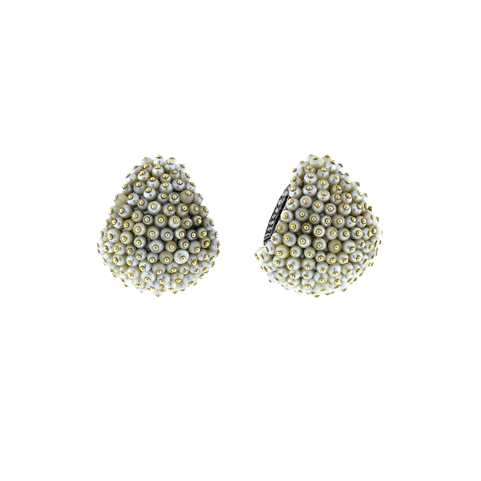 ARUNASHI-Natural Basra Pearl Huggie Earrings-BLKGOLD