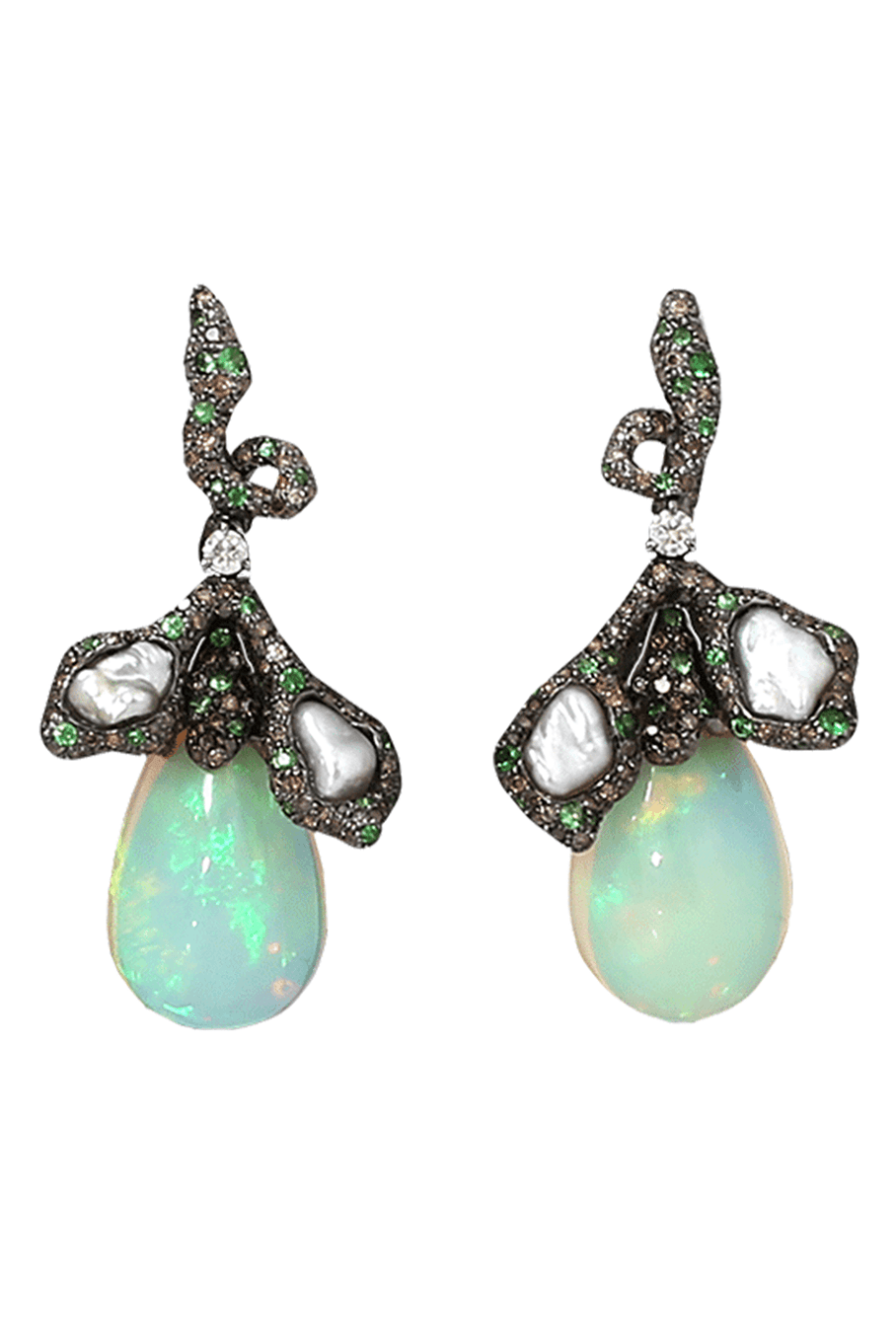 ARUNASHI-Opal Earrings-BLKGOLD