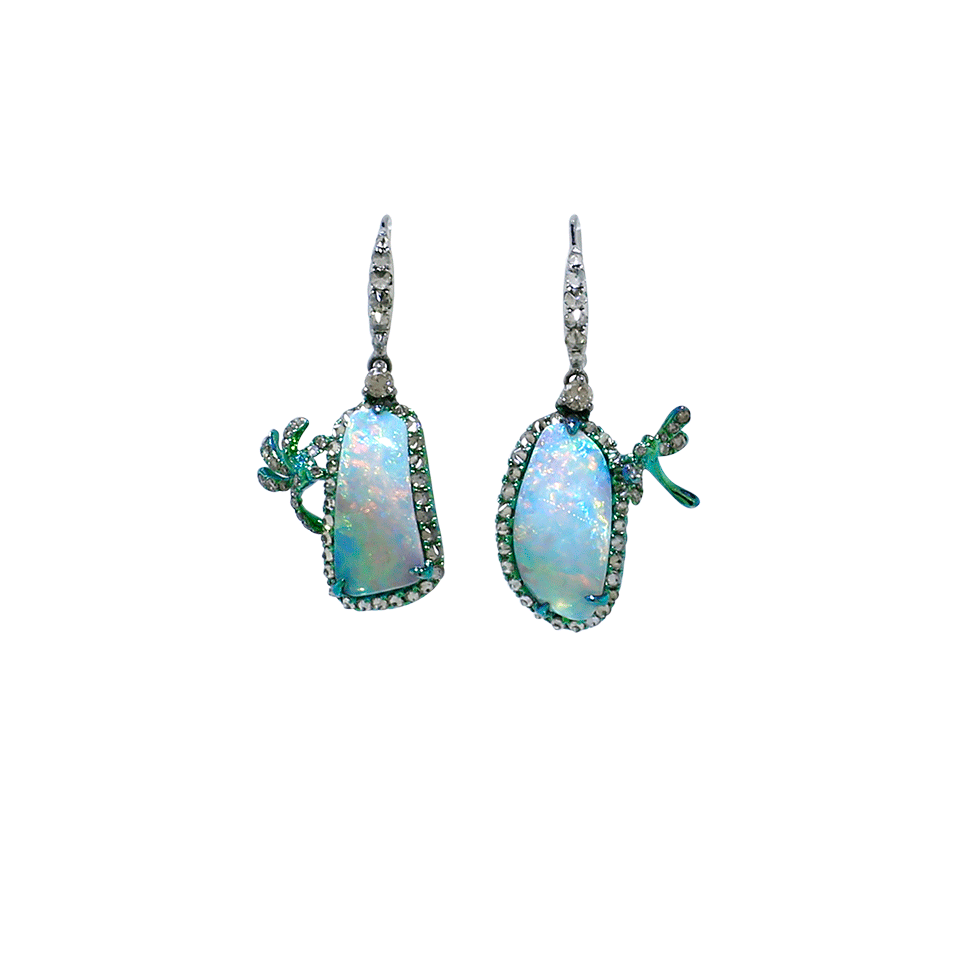 ARUNASHI-Australian Opal Dragonfly Earrings-TITANIUM