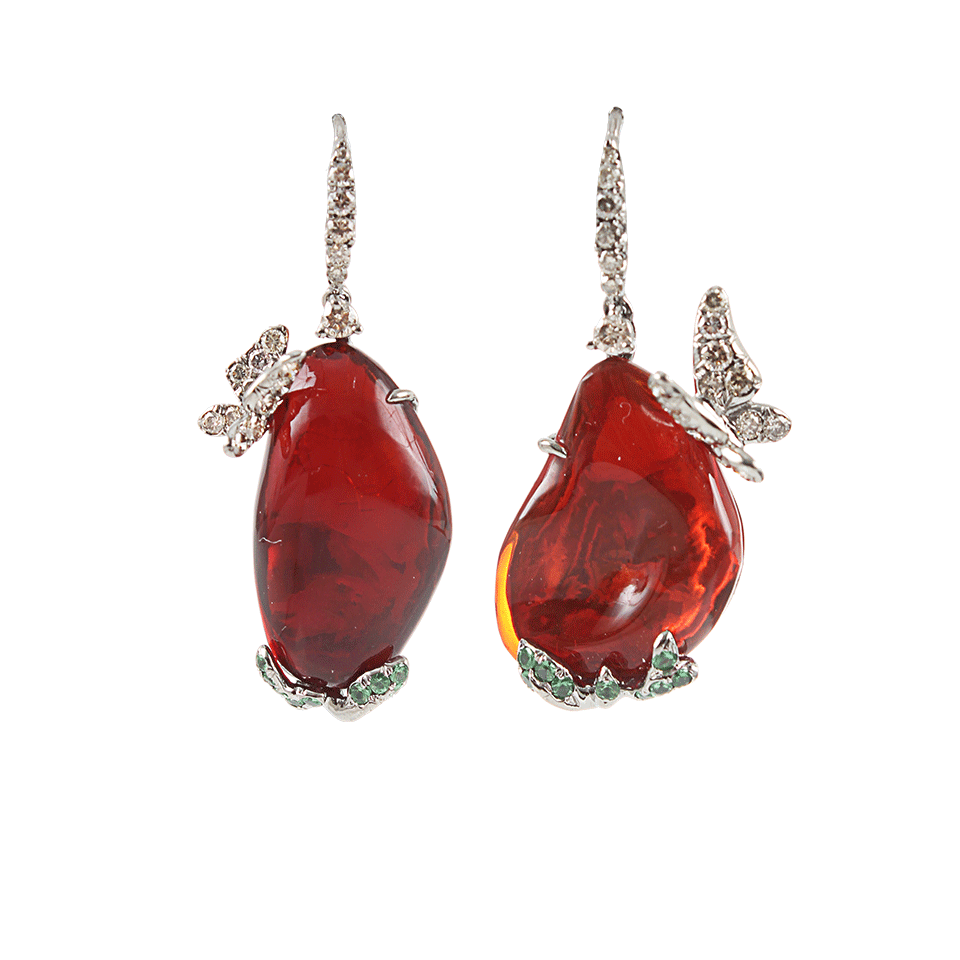 ARUNASHI-Fire Opal Butterfly Earrings-TITANIUM