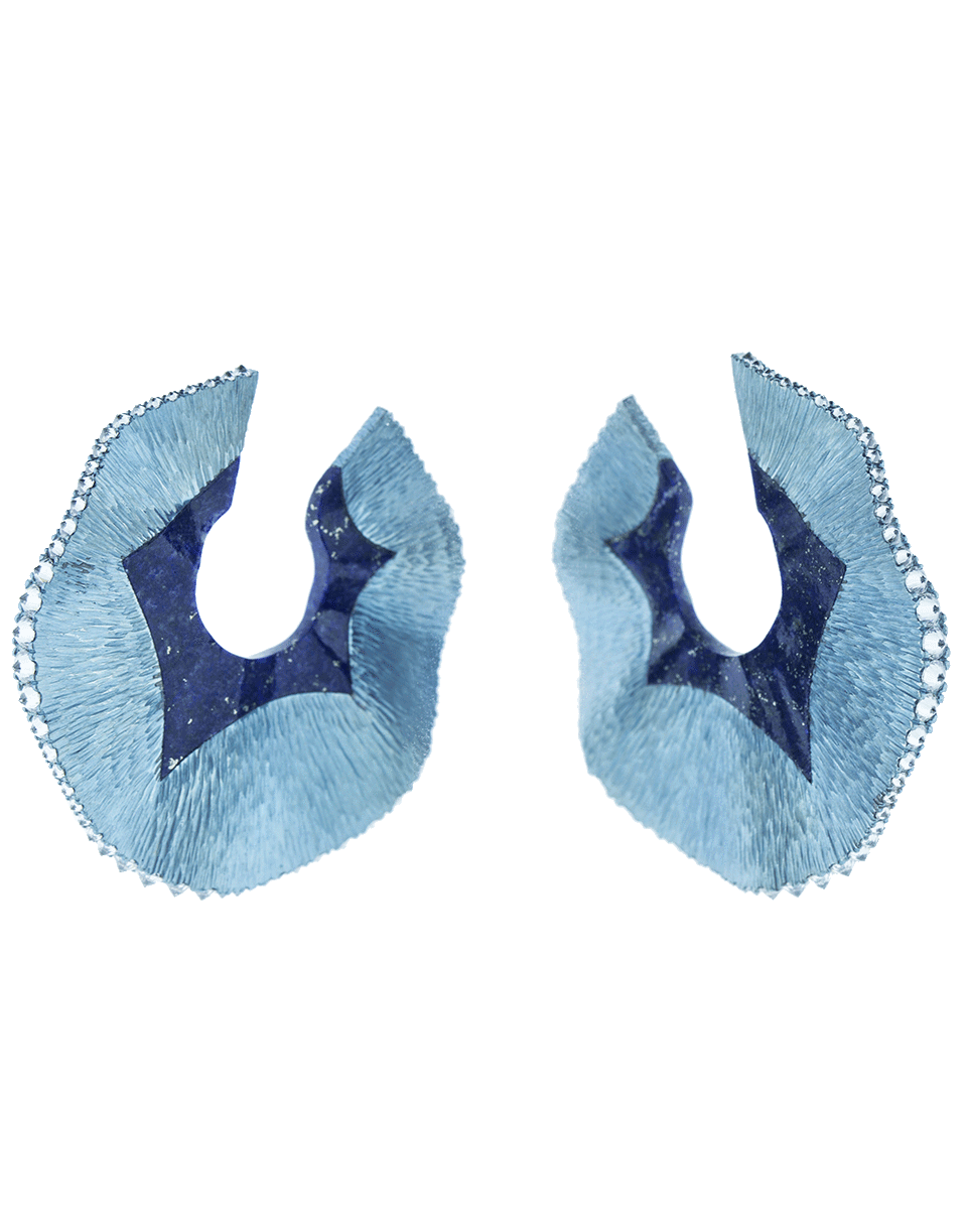 ARUNASHI-Medium Swirl Lapis Hoop Earrings-TITANIUM