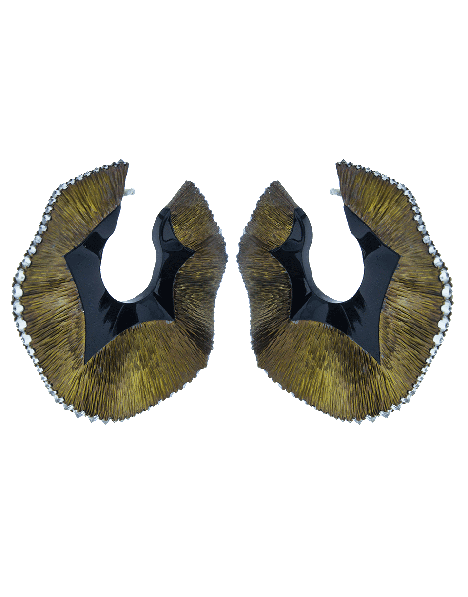 ARUNASHI-Medium Swirl Onyx Hoop Earrings-TITANIUM