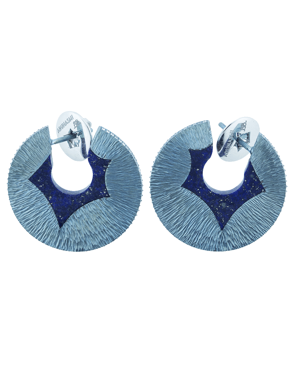 ARUNASHI-Small Lapis Paper Hoop Earrings-TITANIUM
