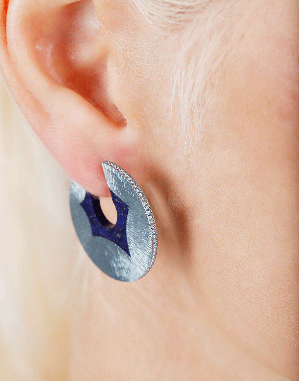 ARUNASHI-Small Lapis Paper Hoop Earrings-TITANIUM