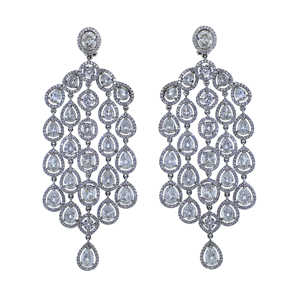 ARUNASHI-Diamond Chandelier Earrings-WHITE GOLD