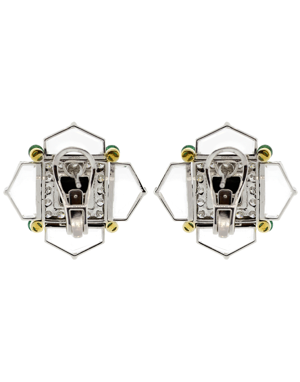 ARUNASHI-Onyx Emerald And Diamond Earrings-WHITE GOLD