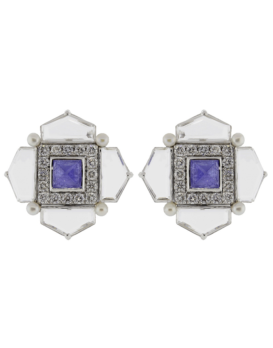 ARUNASHI-Tanzanite Pearl And Diamond Earrings-WHITE GOLD