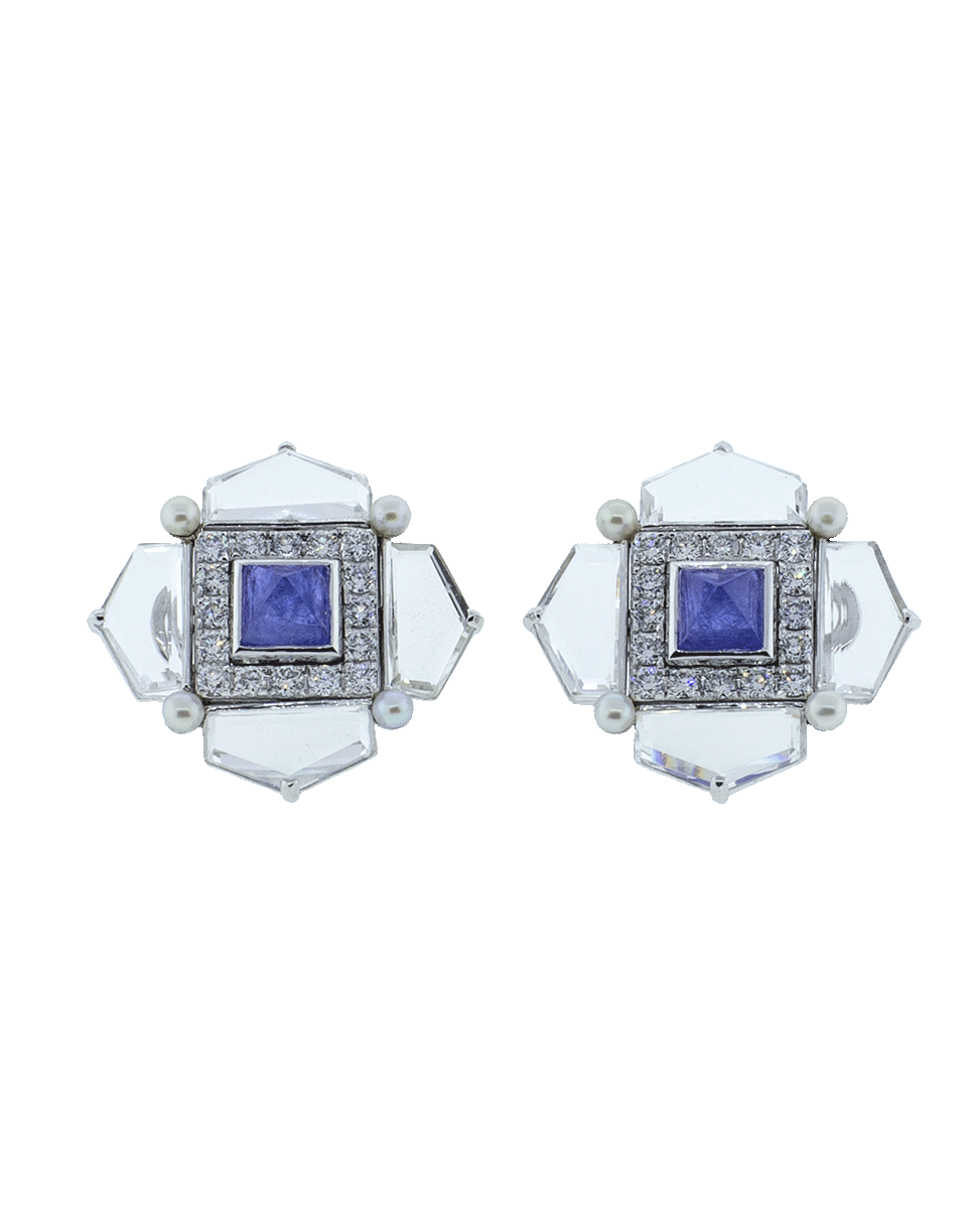 ARUNASHI-Tanzanite Pearl And Diamond Earrings-WHITE GOLD
