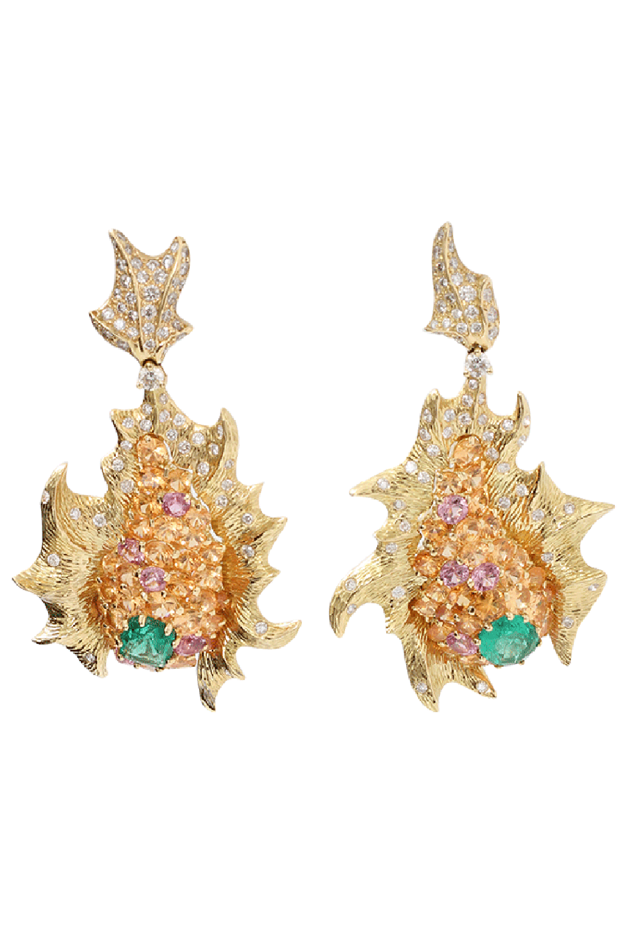 Emerald And Diamond Fish Earrings JEWELRYFINE JEWELEARRING ARUNASHI   