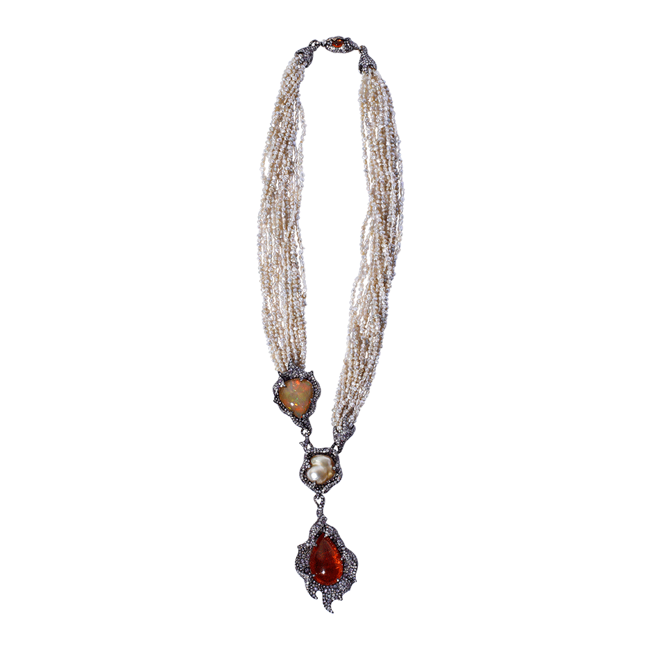 ARUNASHI-Mandarin Garnet Necklace-BLKGOLD