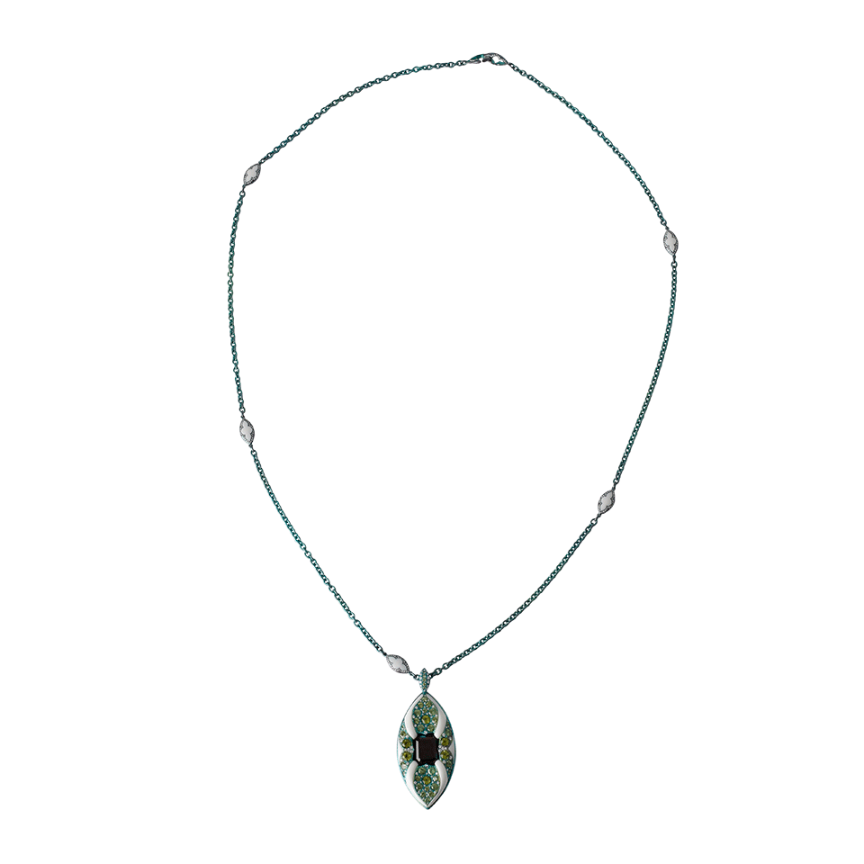 ARUNASHI-Rhodolite And Demantoid Pendant Necklace-TITANIUM