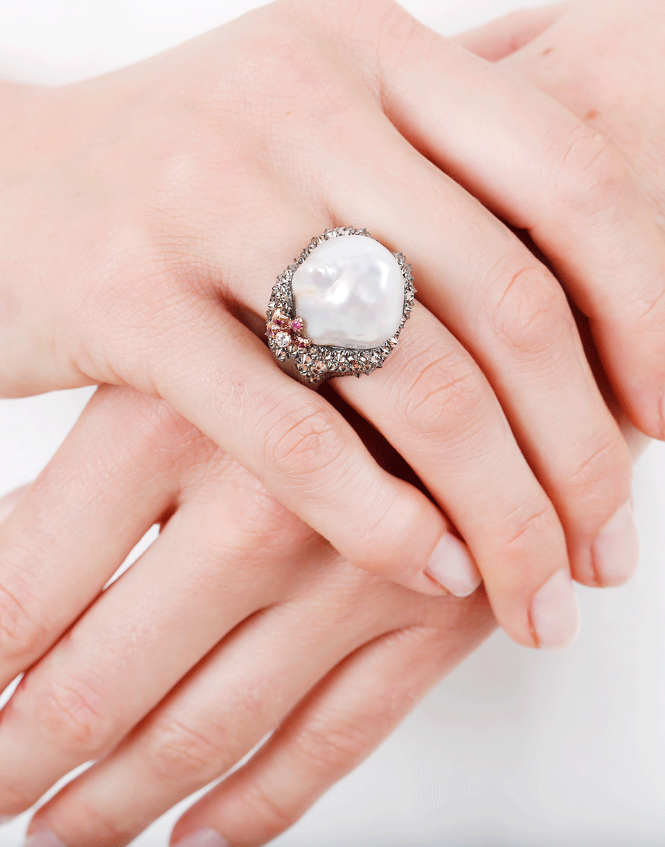 Pearl Set Diamond Ring JEWELRYFINE JEWELRING ARUNASHI   