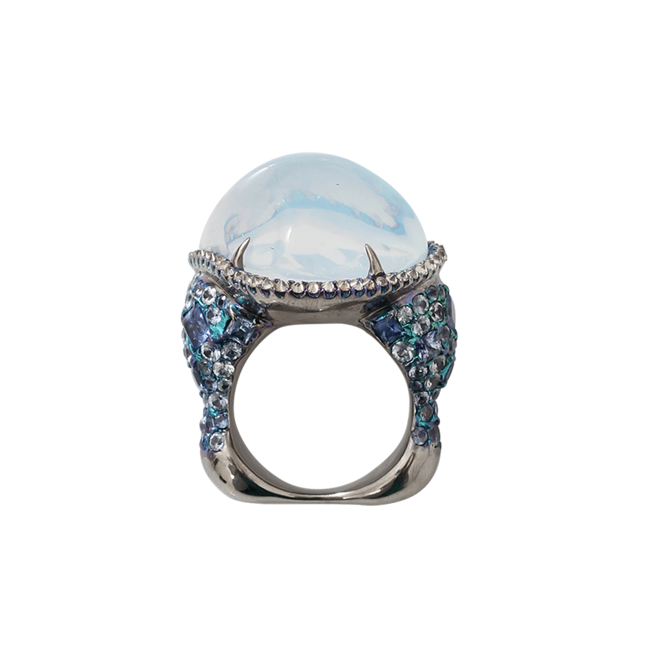 ARUNASHI-Water Opal And Sapphire Ring-TITANIUM