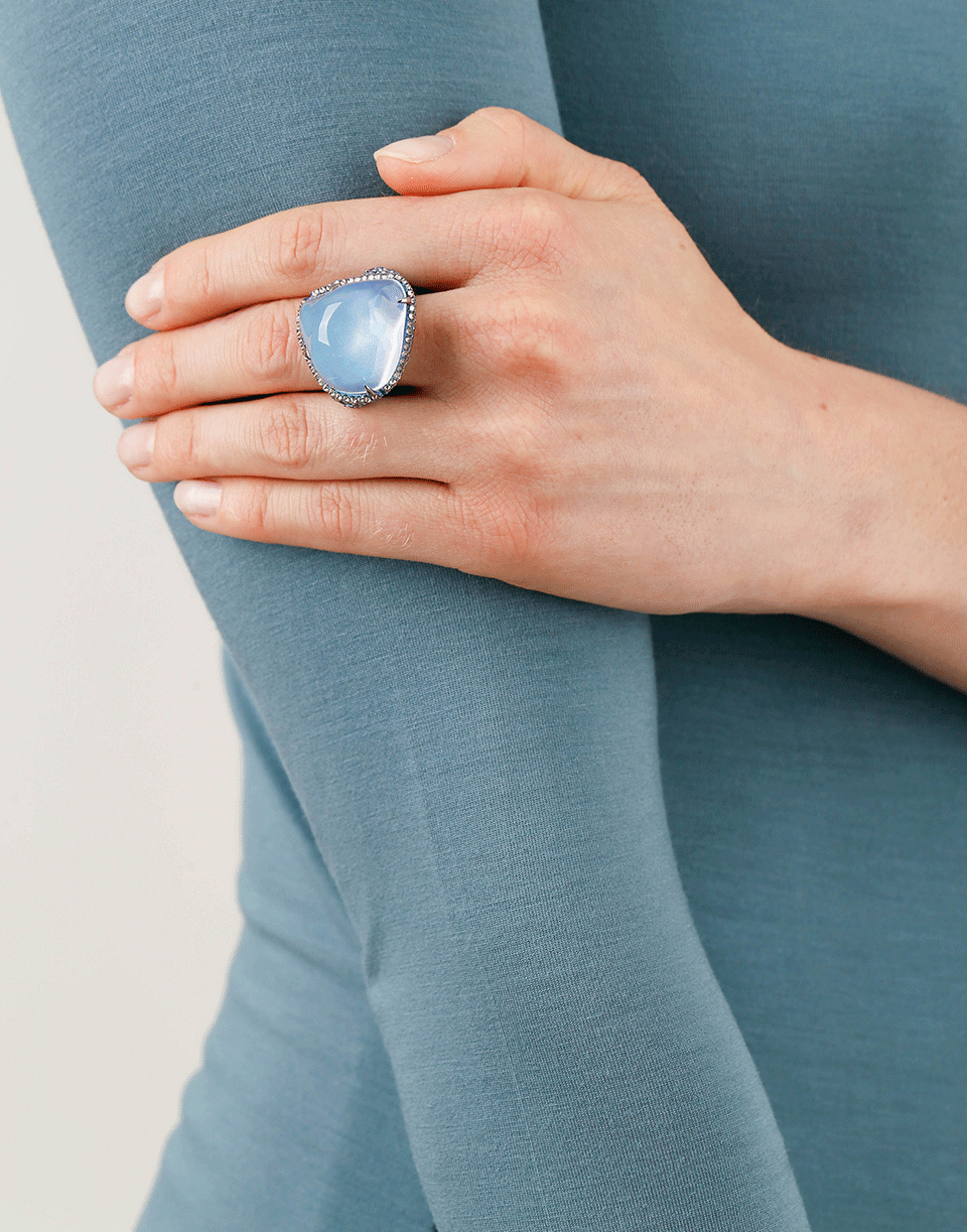 ARUNASHI-Water Opal And Sapphire Ring-TITANIUM