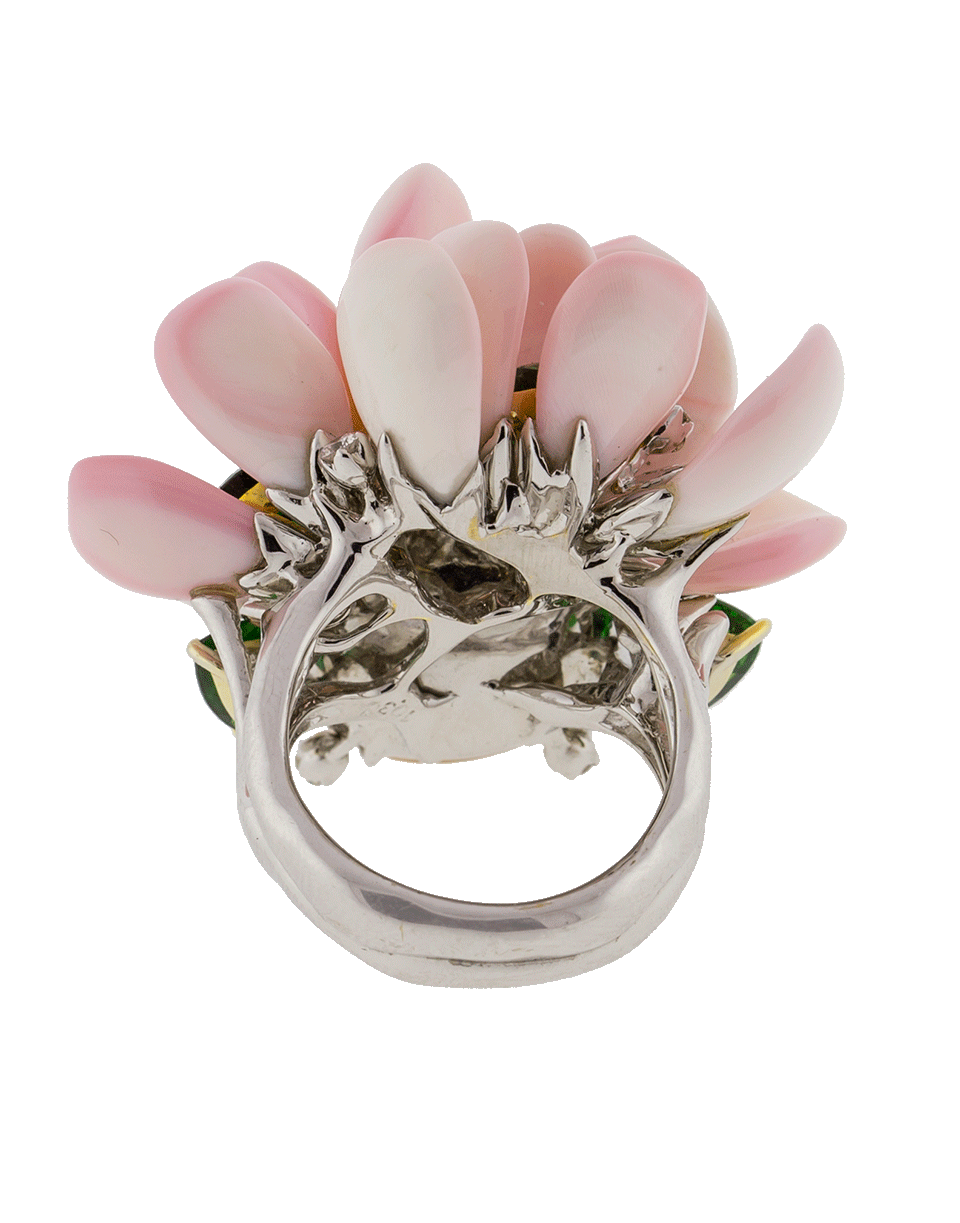 ARUNASHI-Opal And Conch Petal Ring-WHITE GOLD