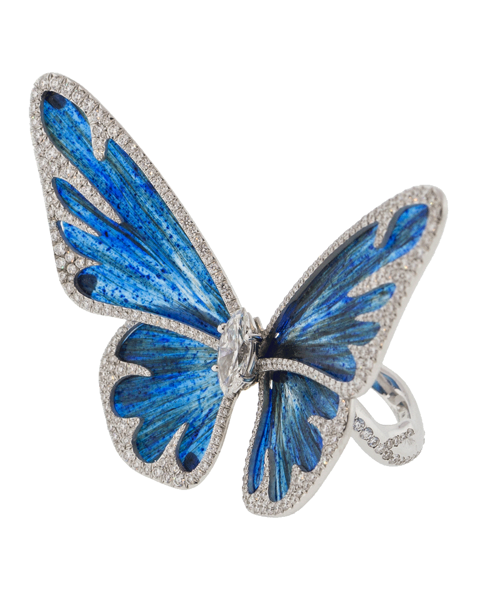 ARUNASHI-Butterfly Rock Basalt Diamond Ring-WHITE GOLD