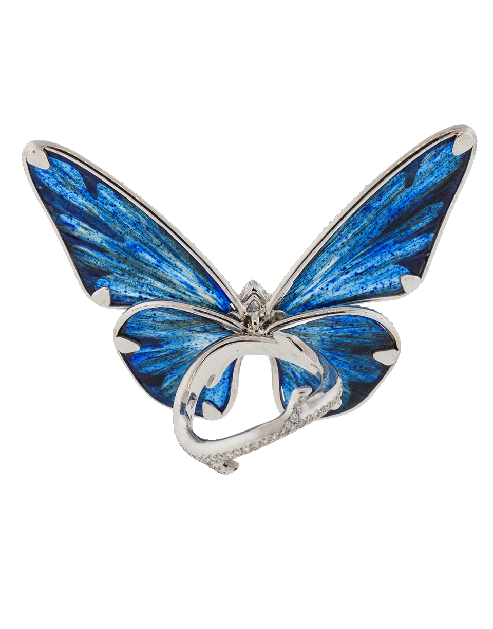 ARUNASHI-Butterfly Rock Basalt Diamond Ring-WHITE GOLD