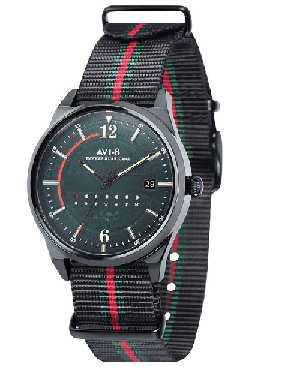 AVI-8-Red and Black Hawker Hurricane Watch-RED/BLK