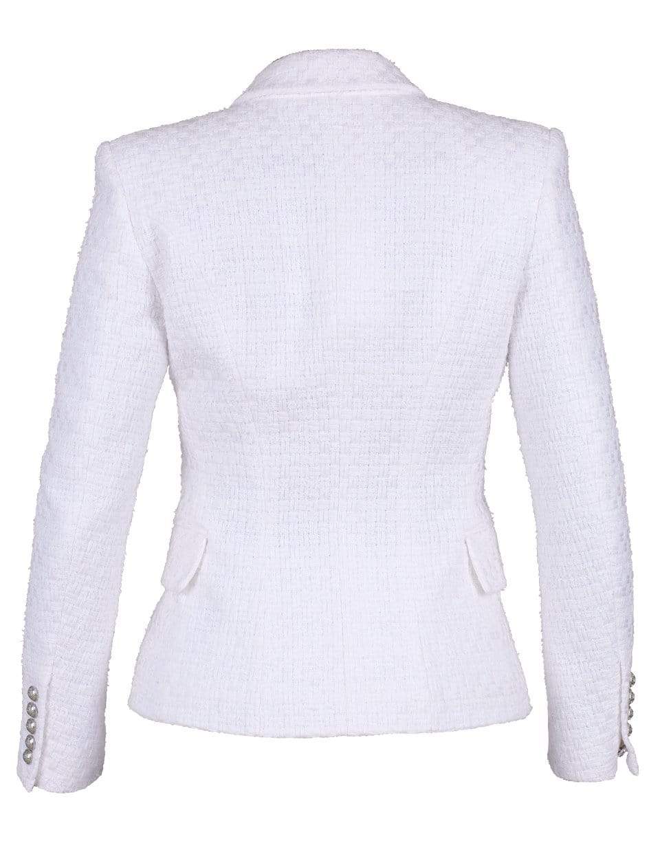 BALMAIN-Blanc Six Button Tweed Jacket-BLANC