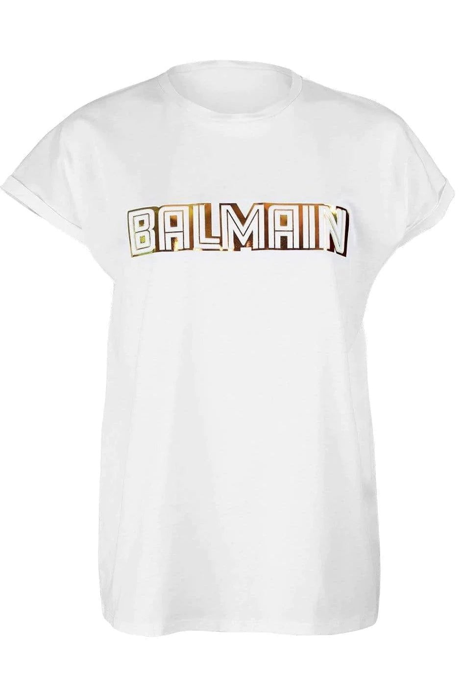Short Sleeve Metallic Embossed T-Shirt CLOTHINGTOPT-SHIRT BALMAIN   