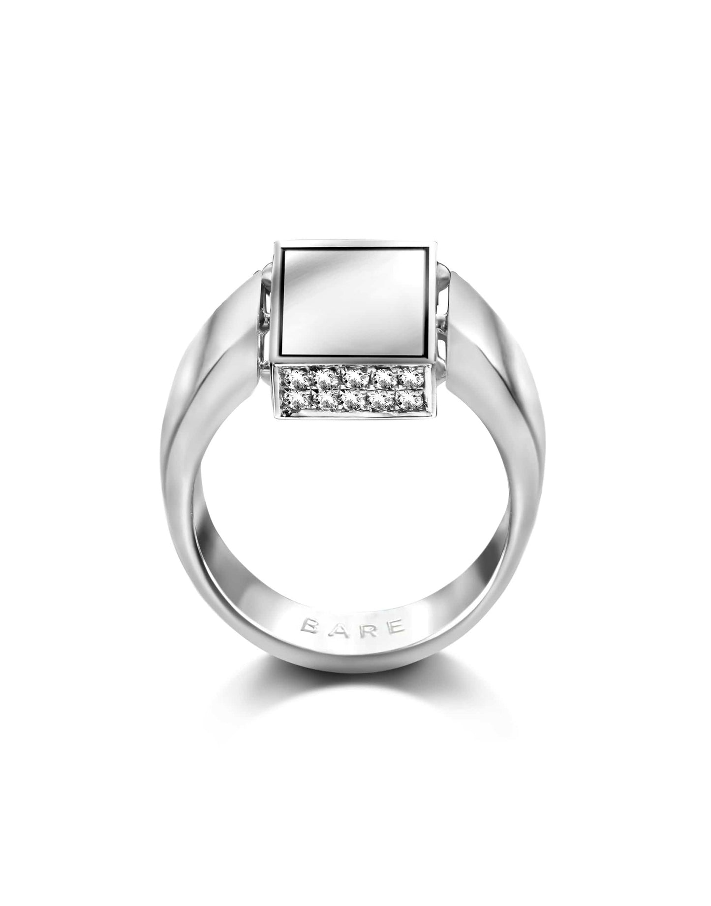 DRIES CRIEL-Signet Reversible Diamond Ring-WHITE GOLD