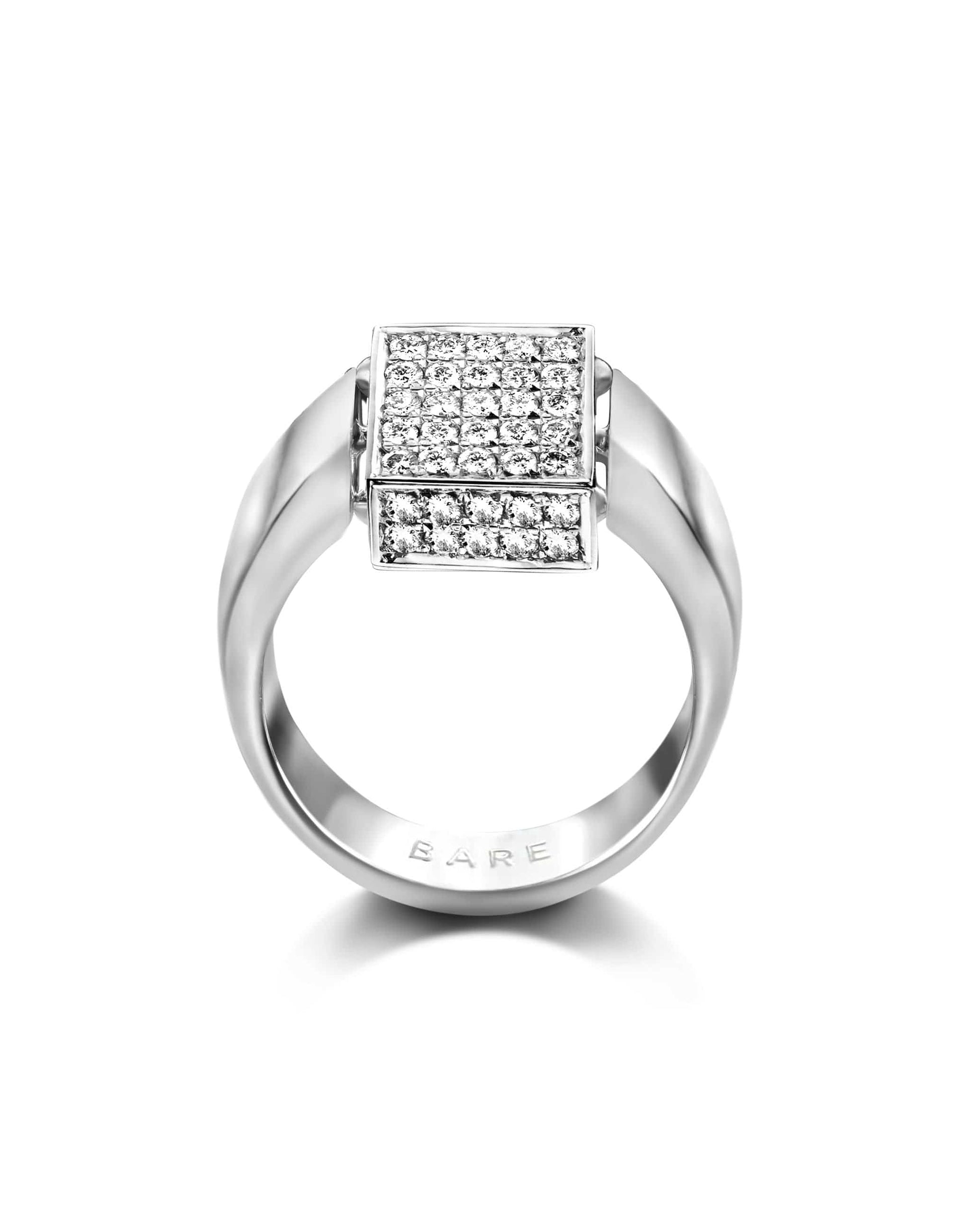 DRIES CRIEL-Signet Reversible Diamond Ring-WHITE GOLD