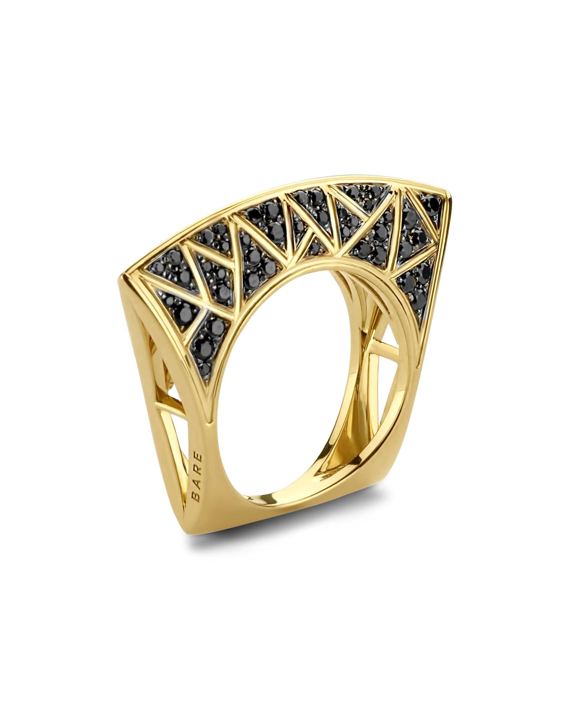Lotus Black Diamond Ring