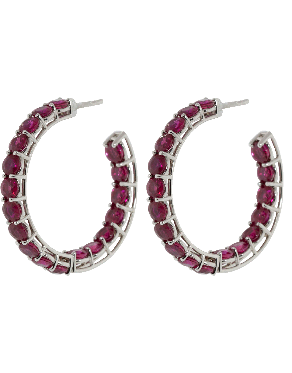 BAYCO-Small Ruby Hoop Earrings-WHITE GOLD