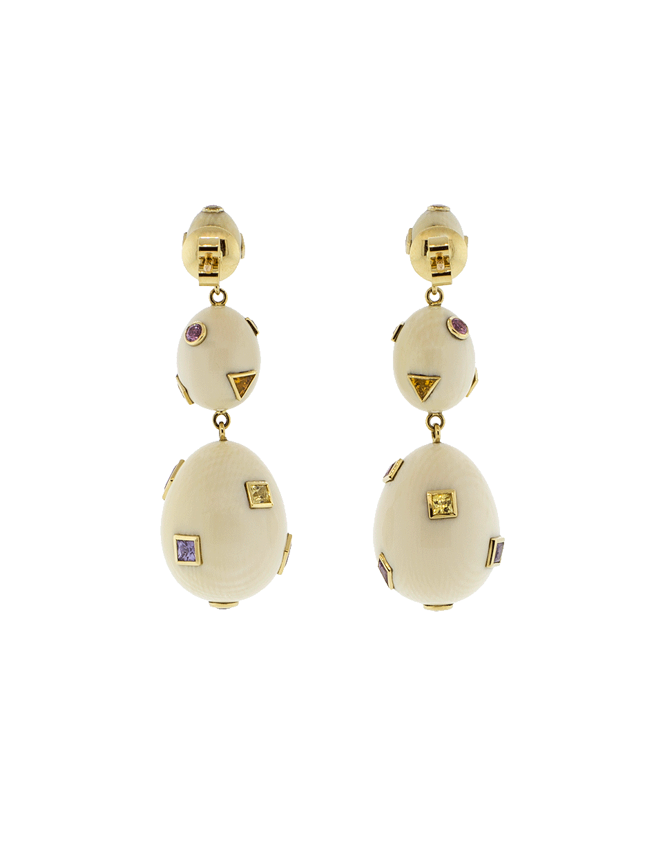 BIBI VAN DER VELDEN-Pop Art Sapphire Earrings-YELLOW GOLD