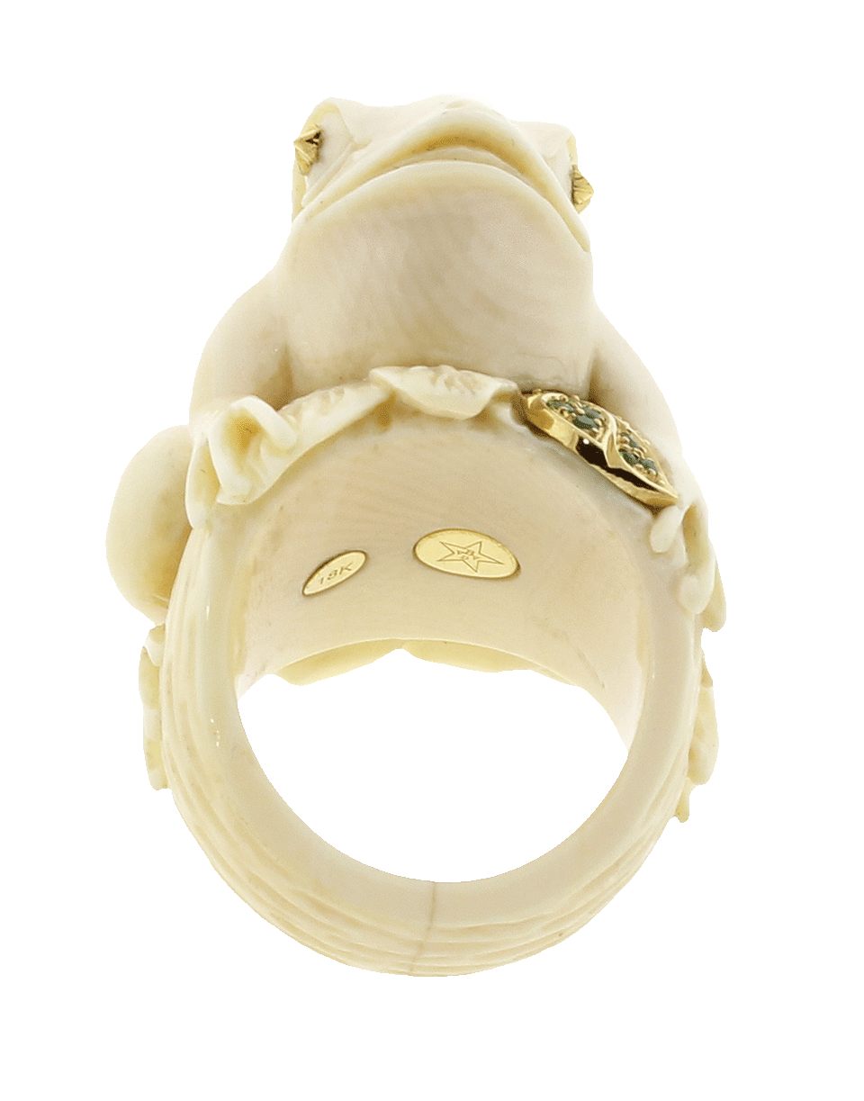 BIBI VAN DER VELDEN-Frog With A Golden Leaf Ring-YELLOW GOLD