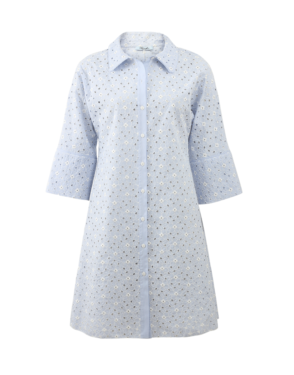 BLUMARINE-Floral Embroidered Shirt Dress-