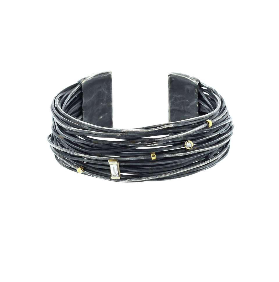 BOAZ KASHI-Wire Wrap Diamond Cuff-SILVER