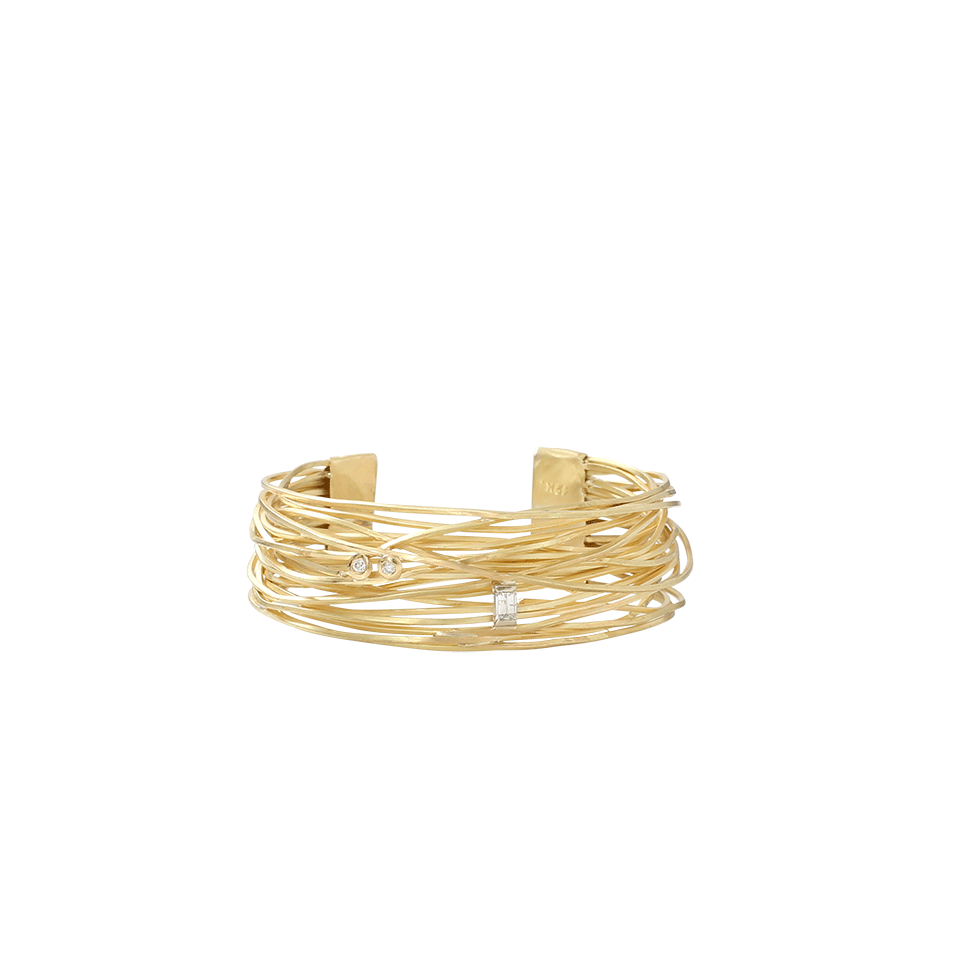 BOAZ KASHI-Diamond Wire Wrap Cuff-YELLOW GOLD