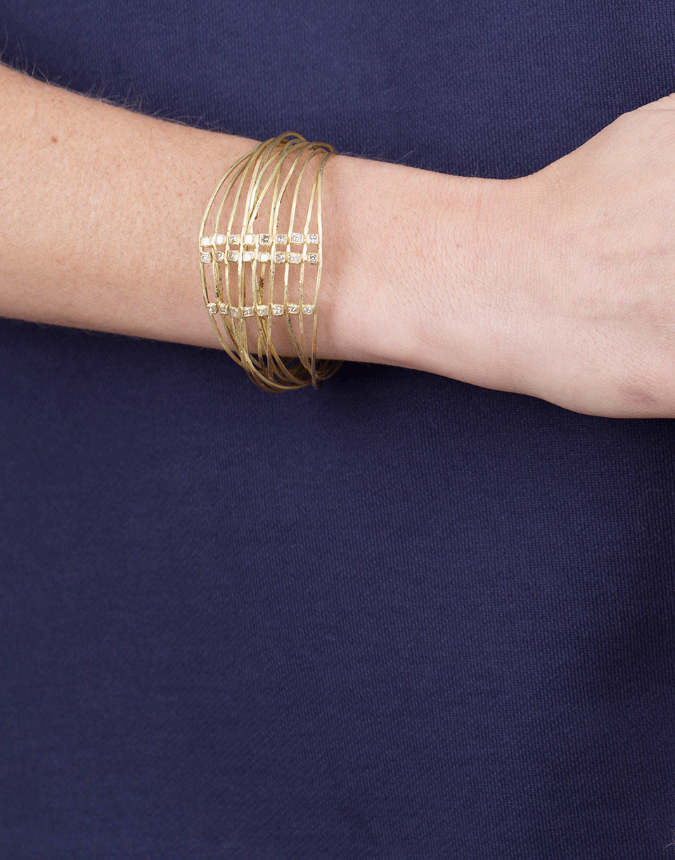 BOAZ KASHI-Diamond Wire Wrap Cuff Bracelet-YELLOW GOLD