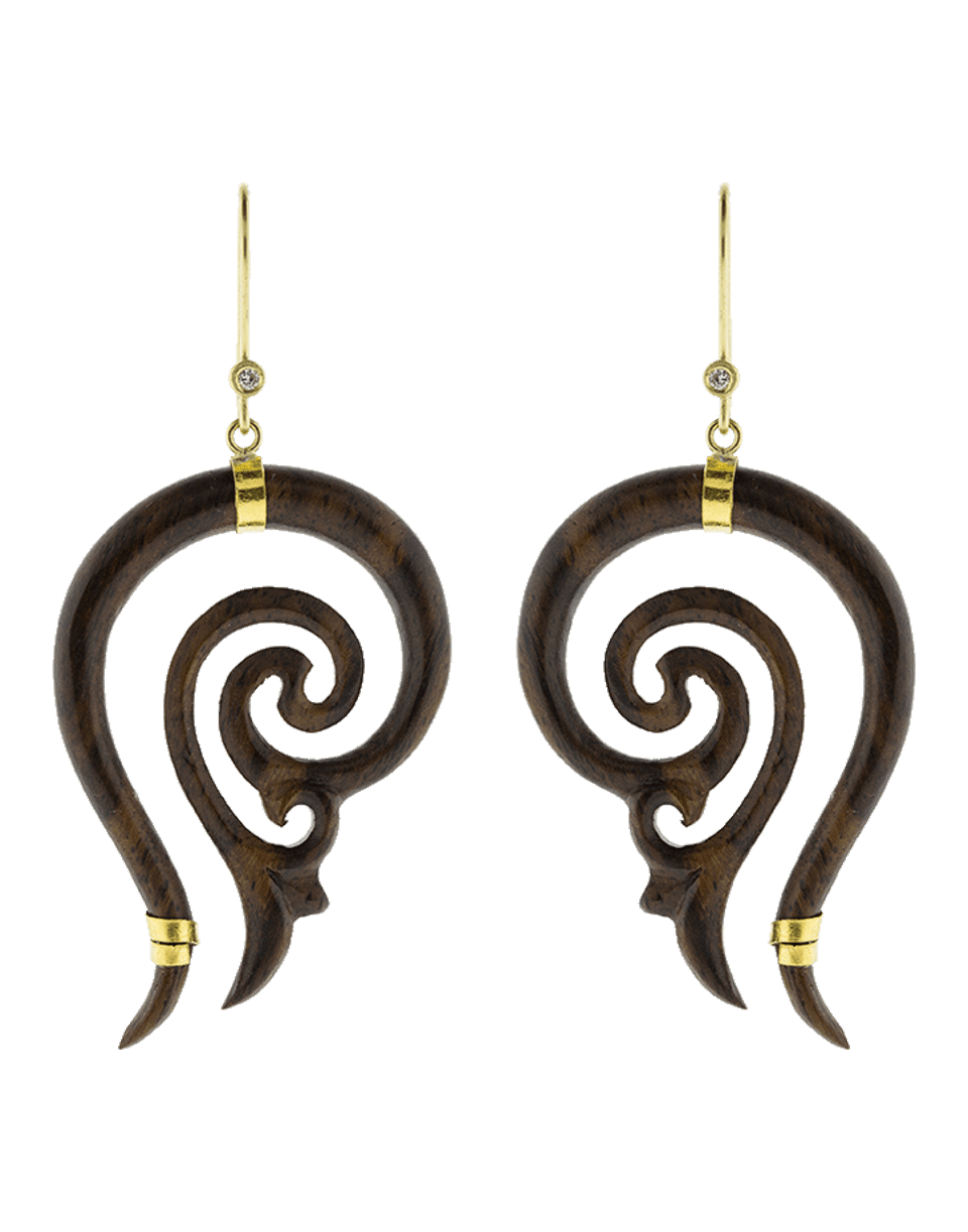 BOAZ KASHI-Carved Earrings-YELLOW GOLD