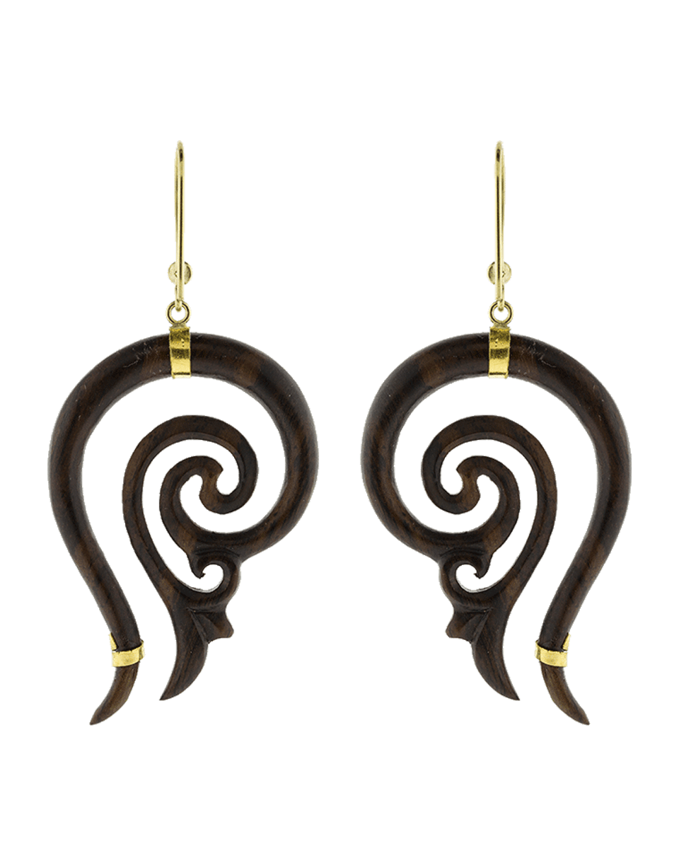 BOAZ KASHI-Carved Earrings-YELLOW GOLD