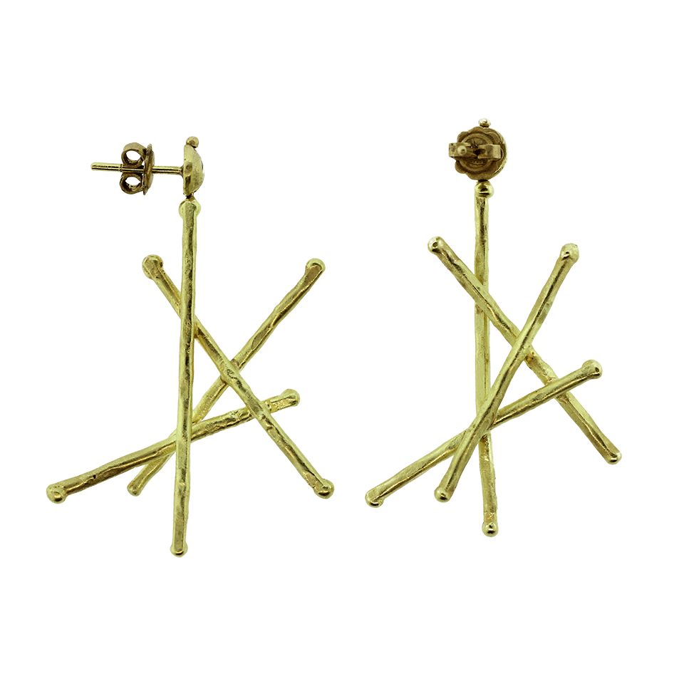 BOAZ KASHI-Diamond Stick Earrings-YELLOW GOLD