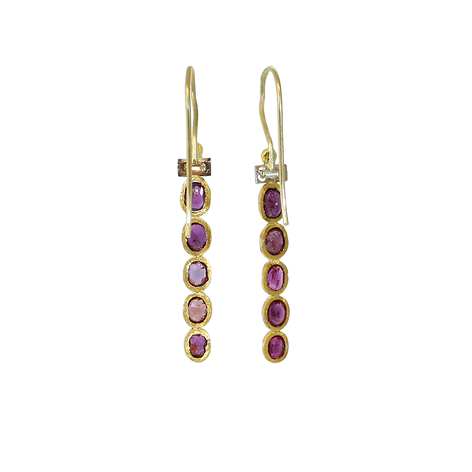 BOAZ KASHI-Pink Tourmaline And Diamond Drop Earrings-YELLOW GOLD