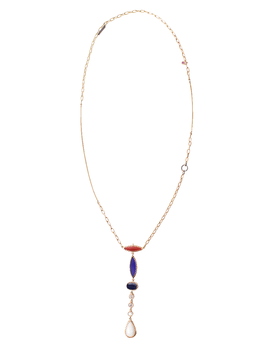BOAZ KASHI-Carnelian And Opal Drop Necklace-ROSE GOLD