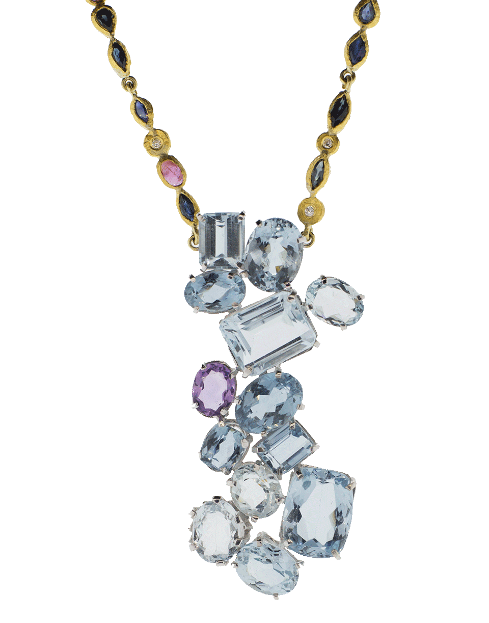 BOAZ KASHI-Aquamarine Necklace-YELLOW GOLD