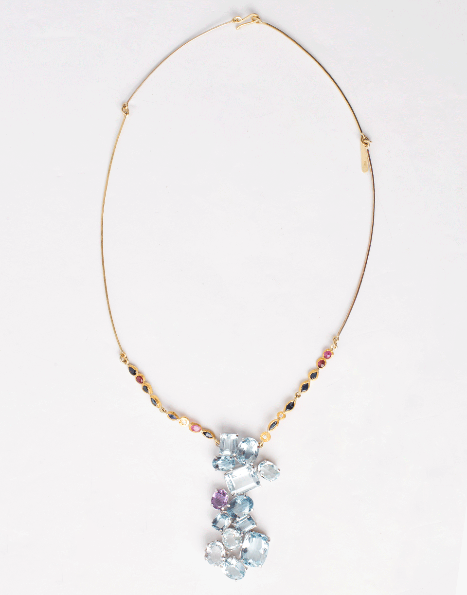 BOAZ KASHI-Aquamarine Necklace-YELLOW GOLD