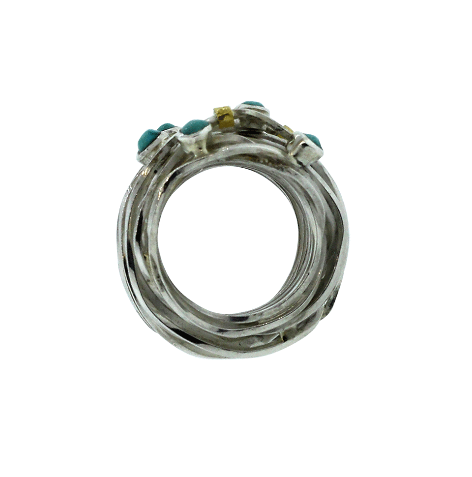 BOAZ KASHI-Turquoise Wire Wrap Ring-SILVER